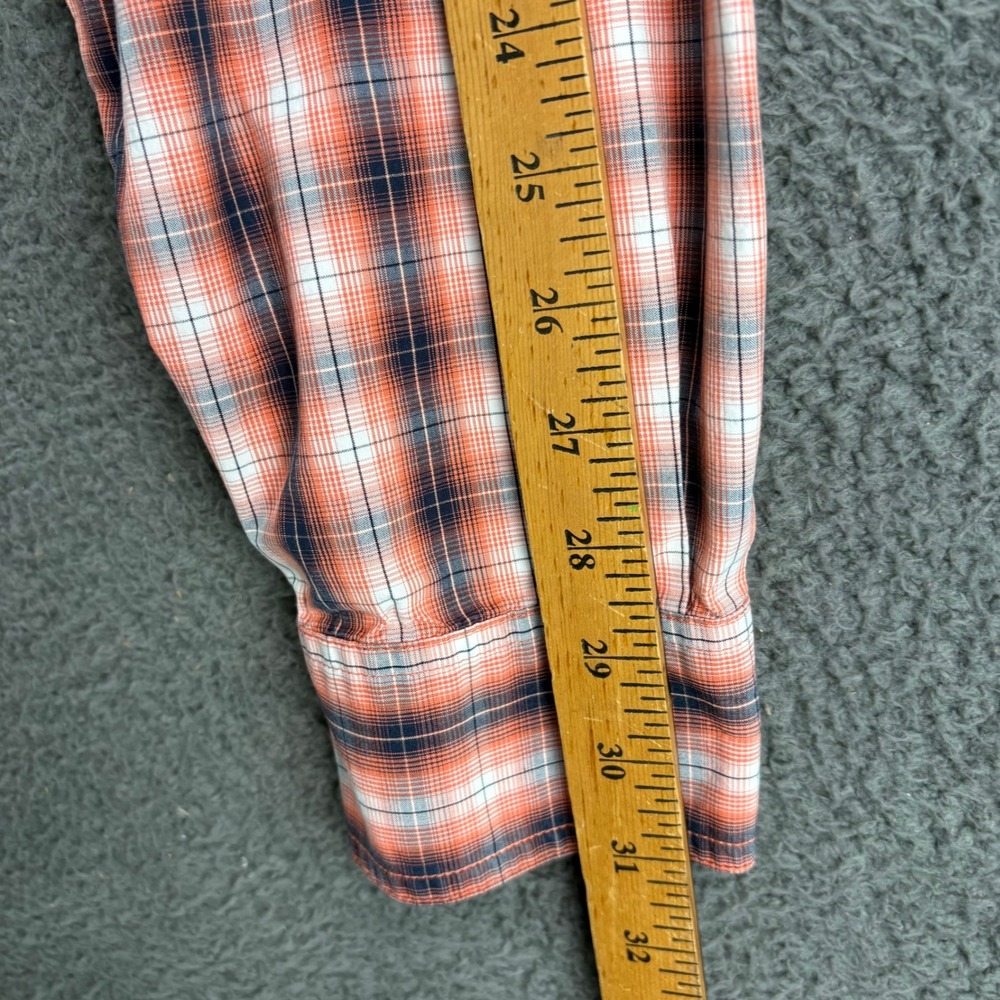 Ariat Pro Series Mens Plaid Long Sleeve Button Up Shirt Orange‎ Navy Blue Size M - Picture 6 of 8